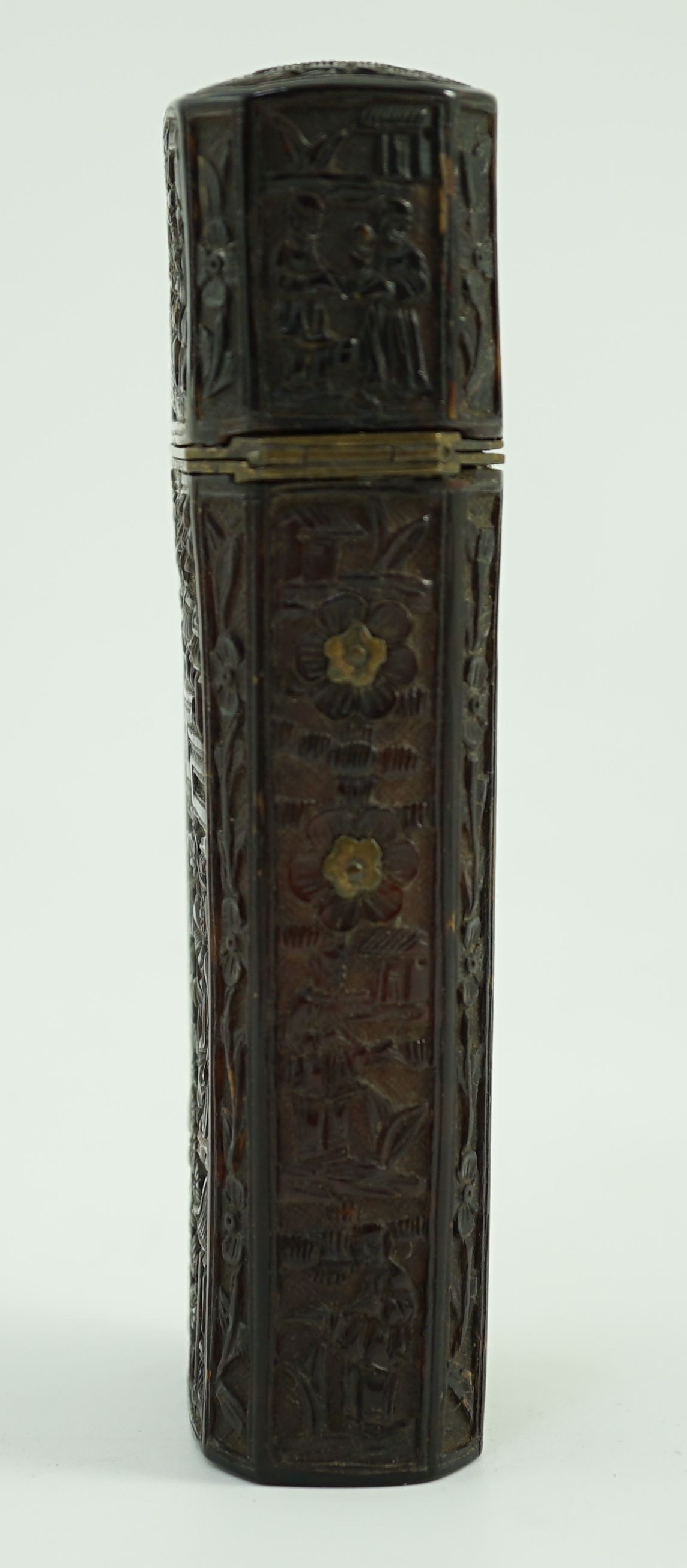 A 19th century Chinese export tortoiseshell etui case, no contents, 13cms long.